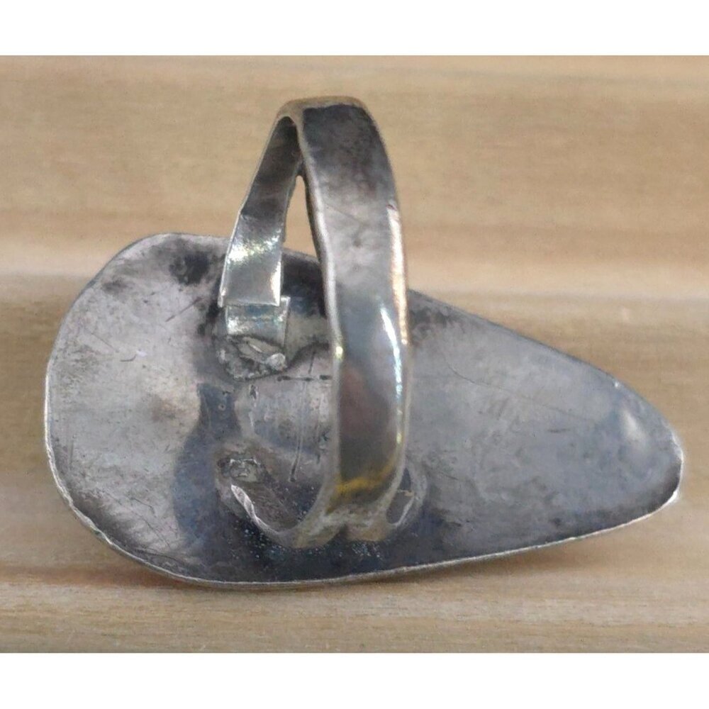 Handcrafted Sterling Silver 925 & Turquoise Vintage Ring Starburst Design READ - Picture 7 of 12